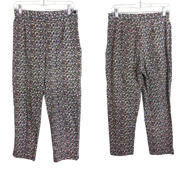 Vintage Ditsy Floral Trousers Highwaisted Straight Wide-leg Womens Medium - Picture 10 of 10
